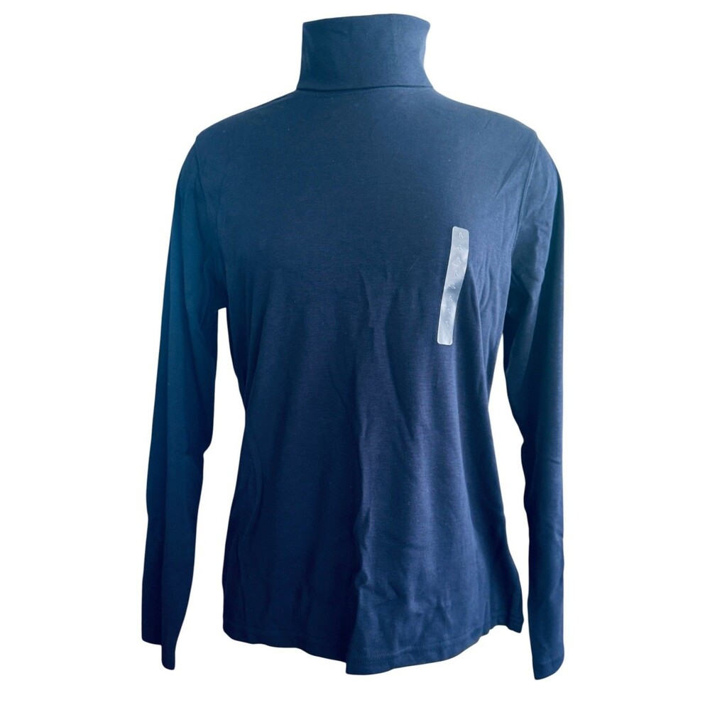 St. John's Bay Women Large Navy Long Sleeve Turtleneck Top NEW WITH TAG